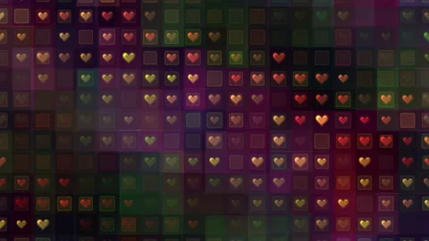 Abstract Colorful Heart Pattern Overlayed on a Soft Geometric Background Stock Footage 308190963