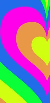 Abstract colorful hearts pattern with vibrant neon shades and retro feel Stock Illustration