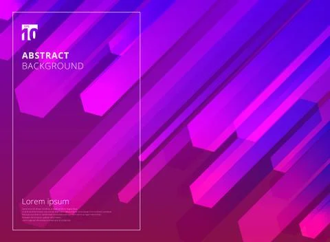 Abstract Colorful Hexagon dynamic shape composition purple background. Stock Illustration