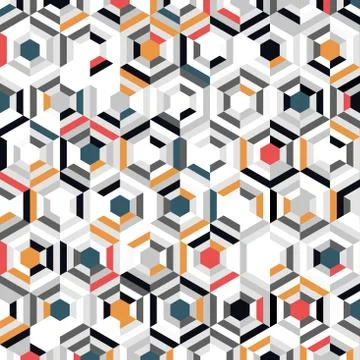 Abstract colorful hexagon pattern design of minimal decoration background. Stock Illustration
