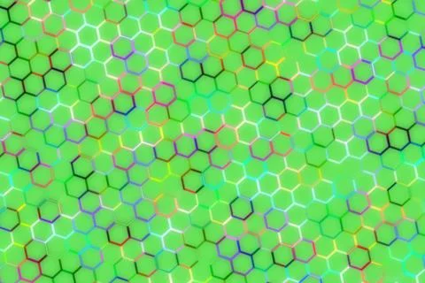 Abstract colorful hexagon pattern with vibrant green background Stock Illustration
