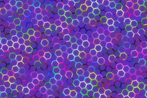 Abstract colorful hexagon pattern with vibrant neon shades Stock Illustration