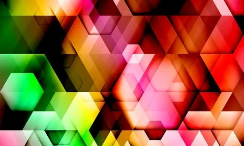 Abstract colorful hexagonal geometric background with tech concept. mosaic cube. Illustrazione stock