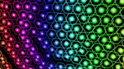 Abstract colorful hexagonal grid loop animation background footage. Stockbeeldmateriaal 345502528