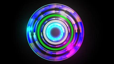 Abstract colorful HUD elements on black illustration background Stock Illustration