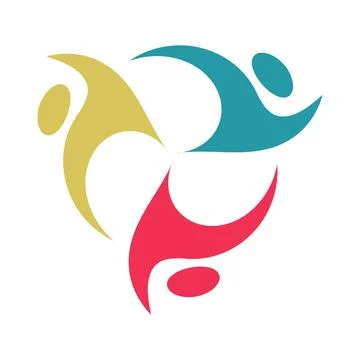 Abstract Colorful Human Figures Representing Unity and Cooperation Illustration