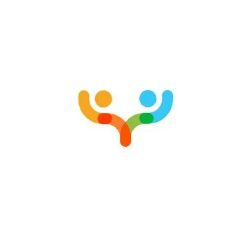 Abstract colorful human vector logo template. Holding hands icon. Stock Illustration