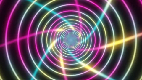 Abstract colorful hypnotic neon vortex motion background. 4K Video stock 345111366