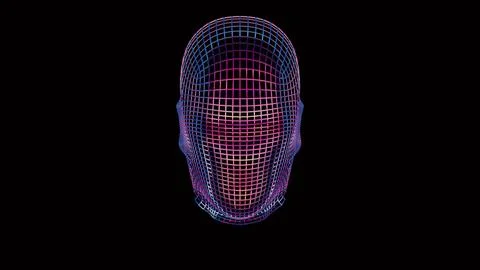 Abstract, colorful intelligence face scanner with a screen that cycles throug Stock Illustration