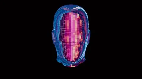 This abstract, colorful intelligence face scanner features a screen that cycl Stock Illustration