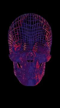 This abstract, colorful intelligence face scanner features a screen that cycl Illustrazione stock