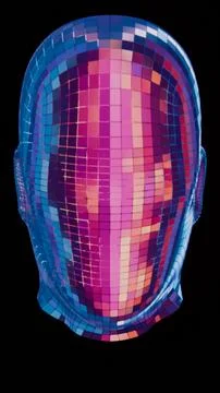 This abstract, colorful intelligence face scanner features a screen that cycl Illustrazione stock