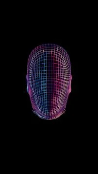 This abstract, colorful intelligence face scanner features a screen that cycl Stock Illustration