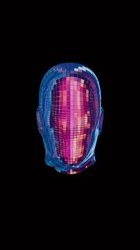 This abstract, colorful intelligence face scanner features a screen that cycl Stock Illustration