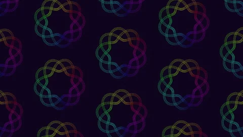 Abstract colorful interlaced rings pattern animation on dark background loop Stockbeeldmateriaal 330072136