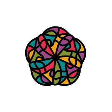 Abstract Colorful Interwoven Mandala Pattern Stock Illustration