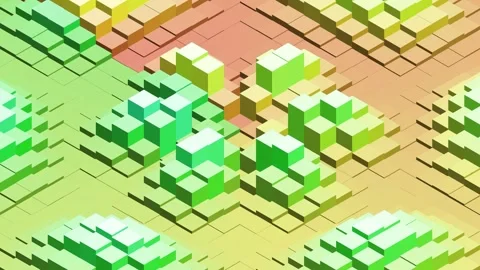 Abstract colorful isometric cubes wave loop background 库存影片 344855185