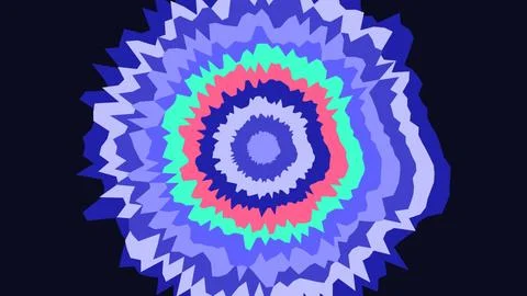 Abstract Colorful Jagged Ring Pattern on Dark Background Ilustración de archivo