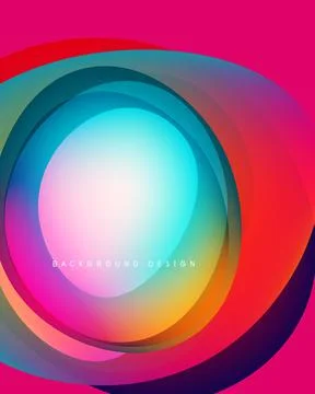 Abstract colorful layers create circular pattern. Vibrant gradients blend, Stock Illustration