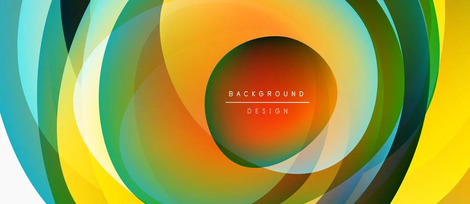 Abstract colorful layers create circular pattern. Vibrant hues blend, forming Stock Illustration