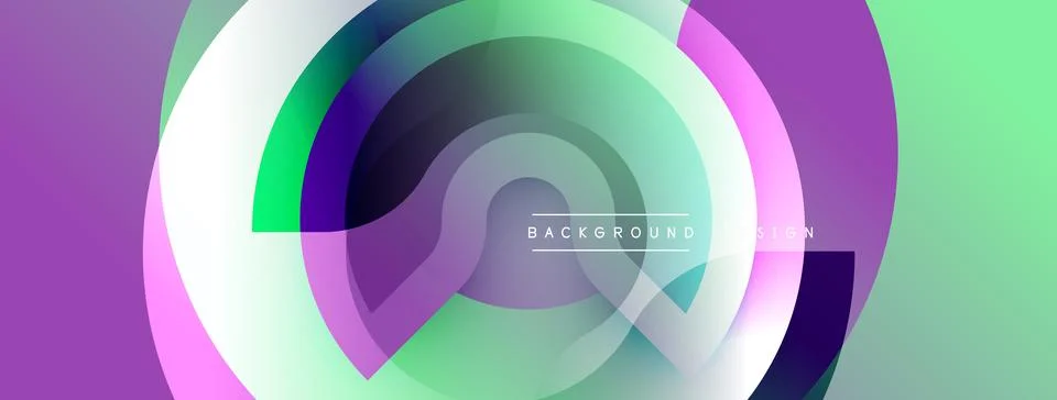 Abstract colorful layers create dynamic visual flow. Purple, green, white hues Illustrazione stock