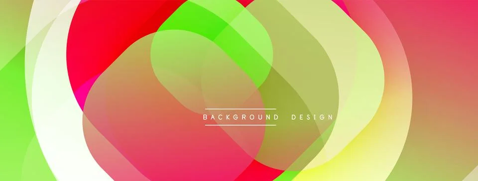 Abstract colorful layers create dynamic visual effect. Overlapping circles form Ilustración de archivo