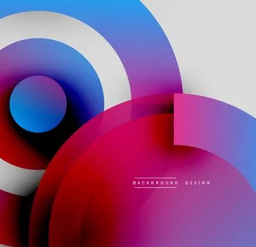 Abstract colorful layers create dynamic composition. Circles, rectangles overlap Stock Illustration