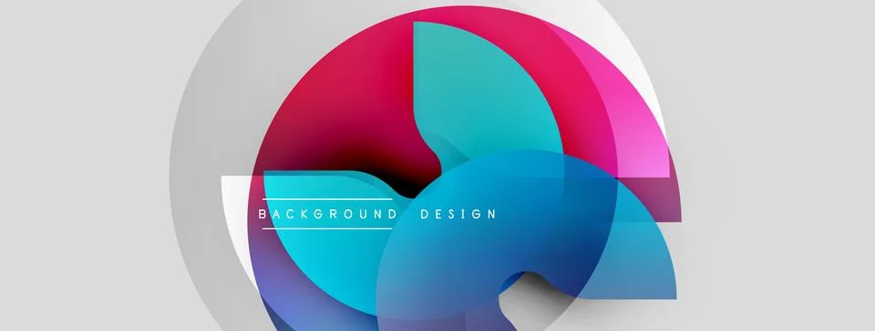 Abstract colorful layers create dynamic circular design. Gradient shades blend, Ilustração Stock
