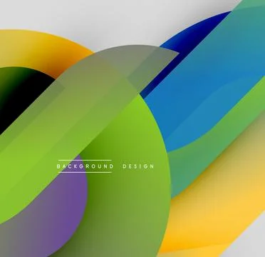 Abstract colorful layers create dynamic visual effect. Overlapping circles, Ilustración de archivo