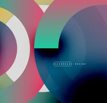 Abstract colorful layers create dynamic composition. Circles, rectangles overlap イラスト素材