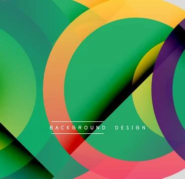 Abstract colorful layers create dynamic composition. Overlapping circles, Ilustración de archivo