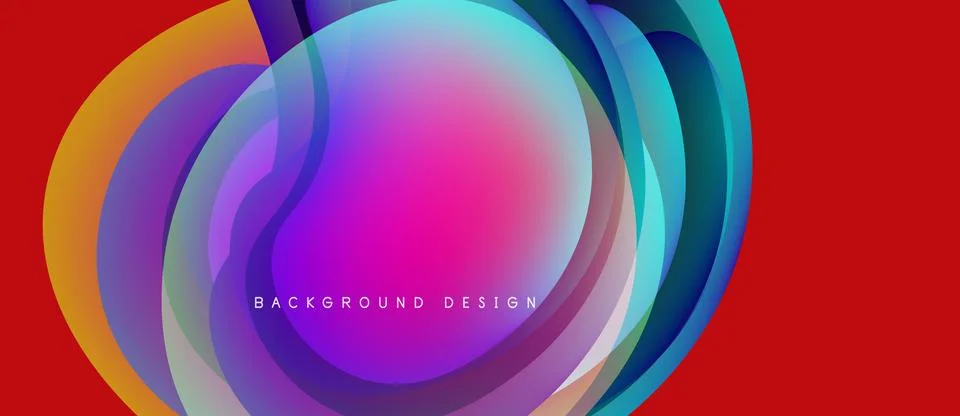 Abstract colorful layers create dynamic visual effect. Red background emphasizes イラスト素材