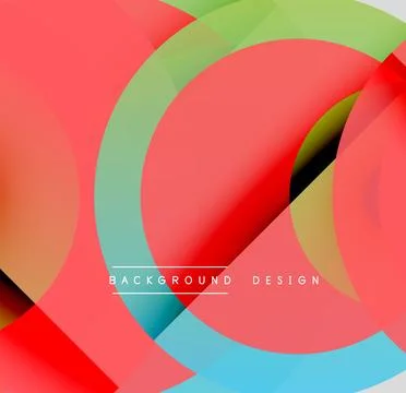 Abstract colorful layers create dynamic composition. Overlapping circles, Ilustración de archivo