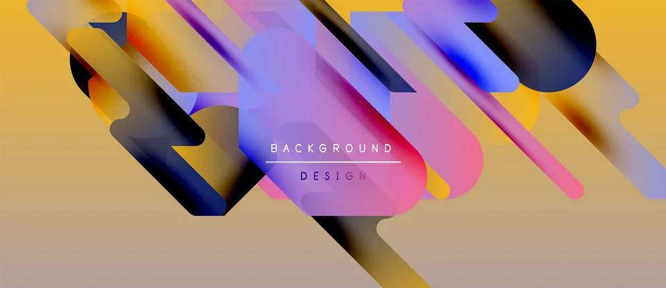 Abstract colorful layers create dynamic background. Beige tone dominates, purple Illustrazione stock