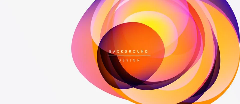 Abstract colorful layers create dynamic circular design. Gradient hues blend, Ilustração Stock