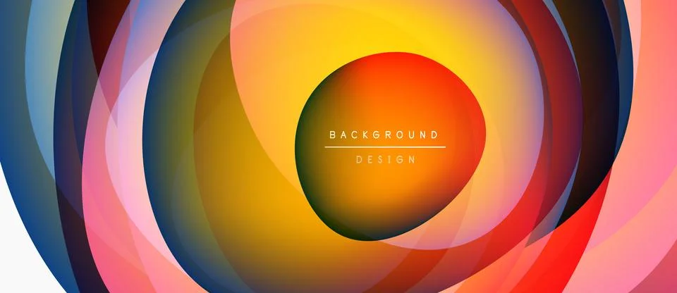Abstract colorful layers create dynamic circular design. Gradient hues blend, Stock-Illustration