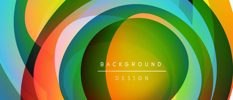 Abstract colorful layers create dynamic circular design. Text reads background Stock-Illustration