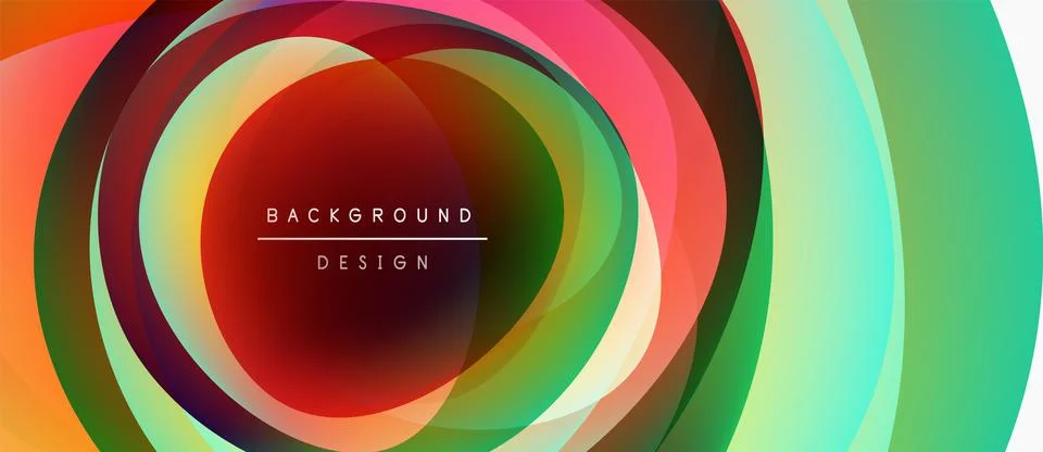Abstract colorful layers create dynamic circular design. Vibrant hues blend, Stock-Illustration