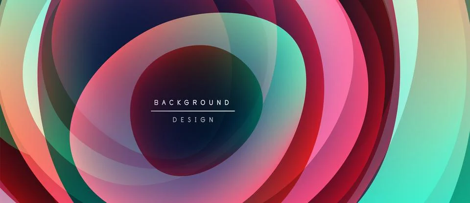 Abstract colorful layers create dynamic circular pattern. Modern design evokes Stock-Illustration