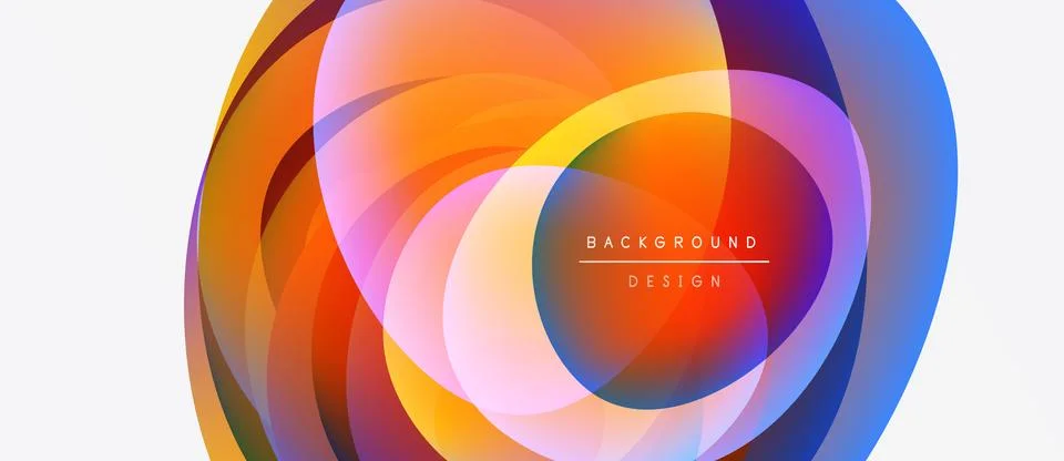 Abstract colorful layers create dynamic circular design. Bright hues blend, Illustrazione stock