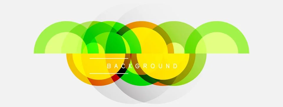 Abstract colorful layers create dynamic visual effect. Overlapping circles fo Stock Illustration