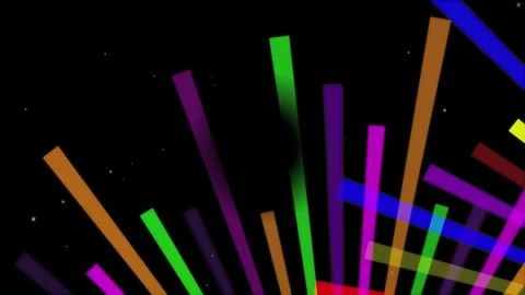 Abstract colorful light rays animation on black background Stock Footage 343546434