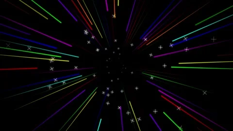 Abstract Colorful Light Rays Exploding on Black Background 動画素材 343546430