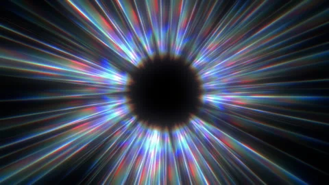 Abstract Colorful Light Rays Radiating From Central Dark Void Stock Footage 330884201