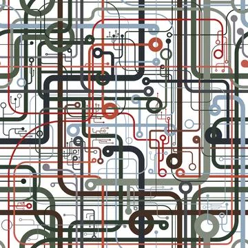 Abstract colorful lines connection system. Seamless vector pattern. Stock Illustration