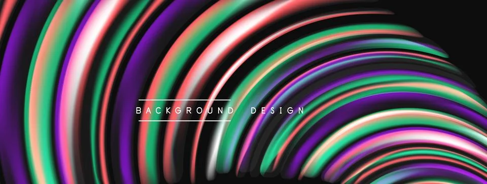 Abstract colorful lines create dynamic circular pattern. Vibrant gradients, Stock Illustration