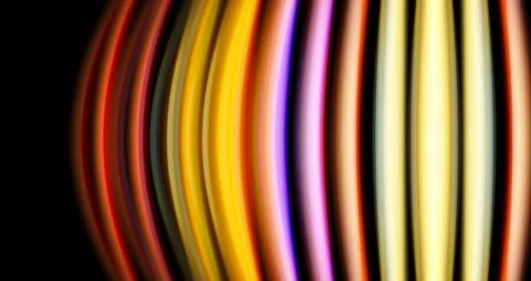 Abstract colorful lines create wave pattern against black background. Bright 스톡 일러스트