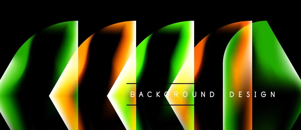 Abstract colorful lines form dynamic shapes against black background. Modern Stock Illustration