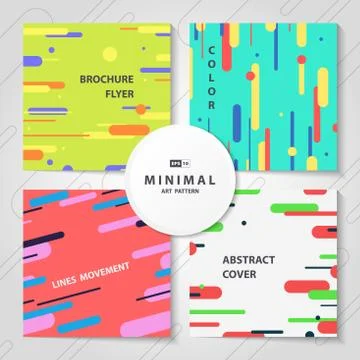 Abstract colorful lines pattern cover brochure set of bundle. Stock Illustration