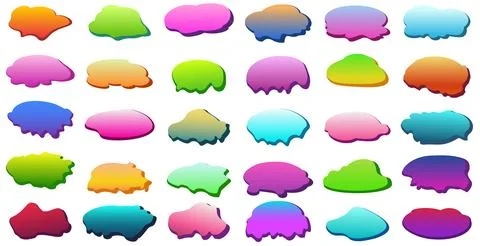 Abstract colorful liquid blobs set. Gradient fluid shapes and organic clouds Stock Illustration